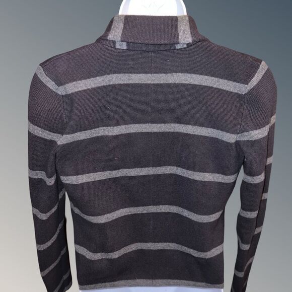 Loft Navy & Gray Strip Knit Waist Jacket Size Small - Picture 3 of 7